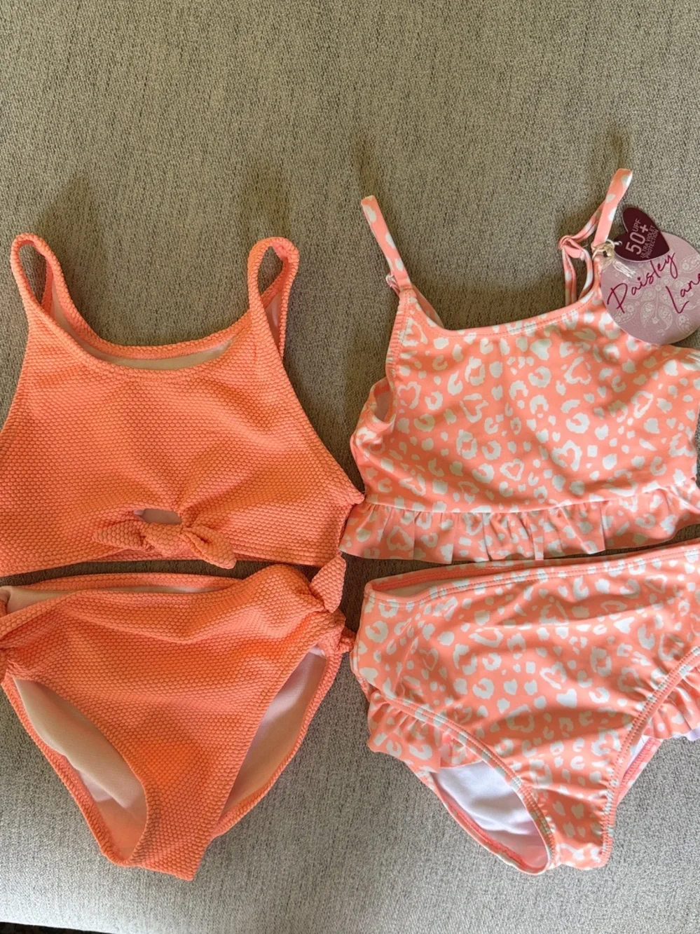 Two Coral Girls' Bikini Sets